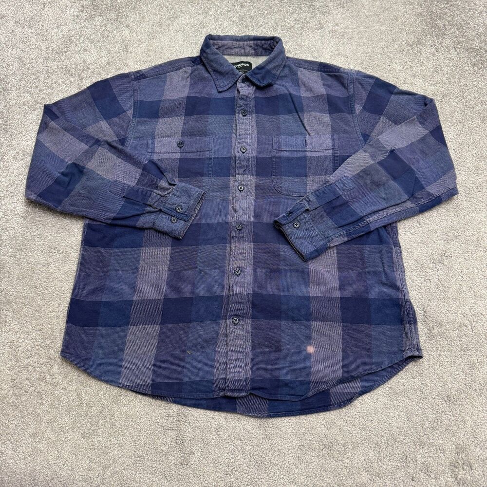 Bonobos Standard Fit Buffalo Plaid Flannel Shirt Mens XL Long Sleeve Blue Cotton